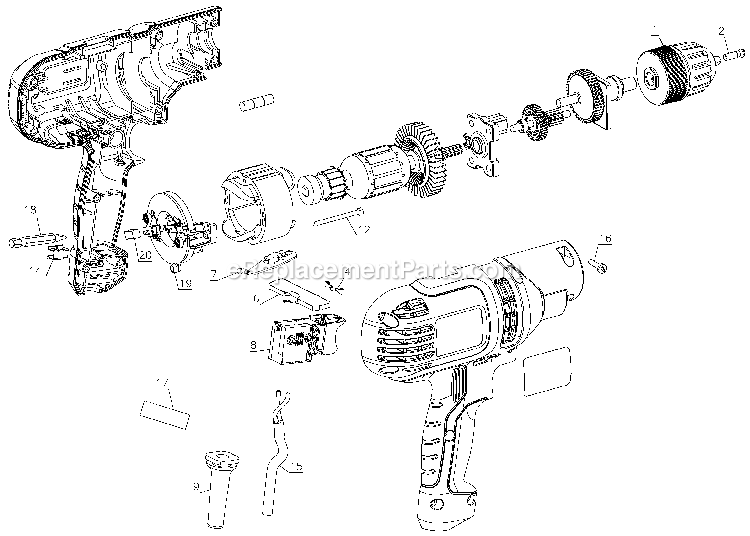 Black and Decker DR260C (Type 10) 5.2 Amp Corded Drill Power Tool Page A Diagram